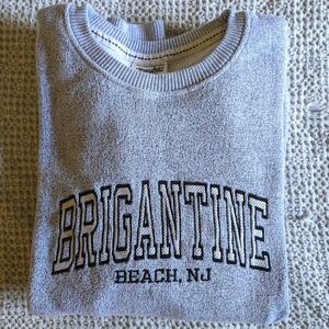Brigantine Beach, NJ | embroidered coastal crew neck sweater | women's large